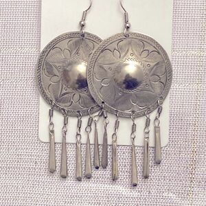 SilverTone Sombrero Dangle Earrings with French earwires & silicone protectors